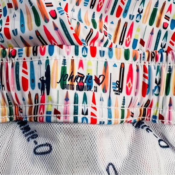 johnnie-O Half Elastic Surf Shorts Swell Small Surf Board Multicolor Print NWT - Picture 4 of 7